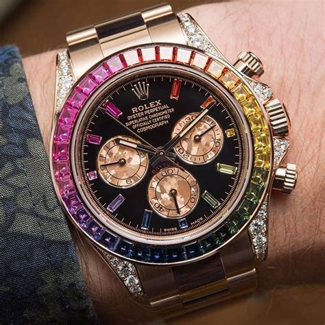 rolex rainbow sapphire rolex|rolex with rainbow bezel.